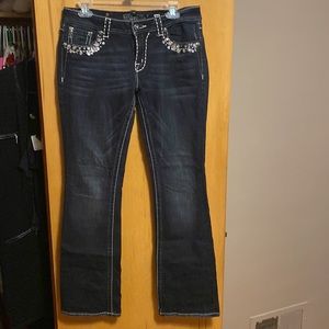 Miss Me Black Bootcut Bling Jeans